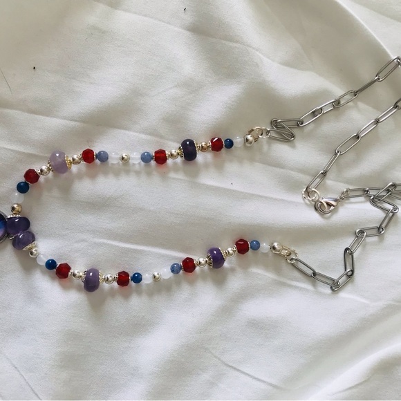 Handmade Pop of Color 3 Piece Necklace Set-Glass Cabochon-Gemstone Carnelian - Picture 8 of 12